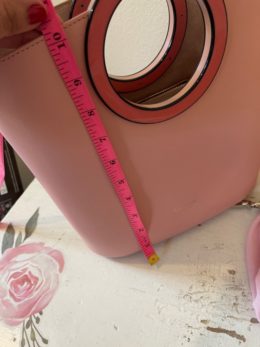 kate spade Pink and Tan Tote with Circular Top Handles - Picture 9 of 13